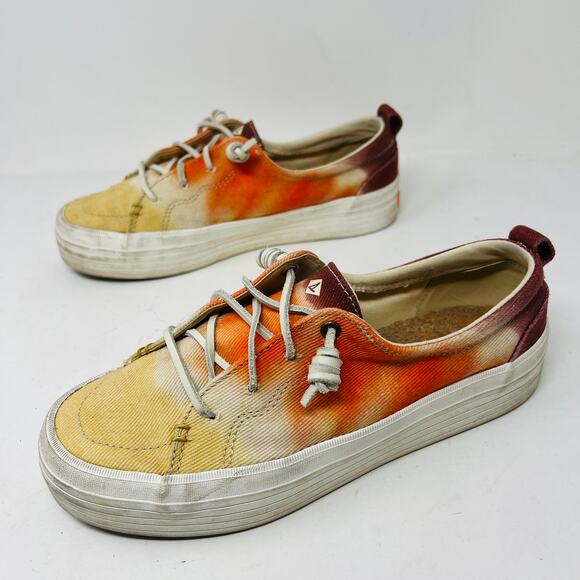 Sperry Tie Dye Platform Sneaker Lace Up Shoe Casual Boat Beach Resort - 9 - Picture 4 of 8